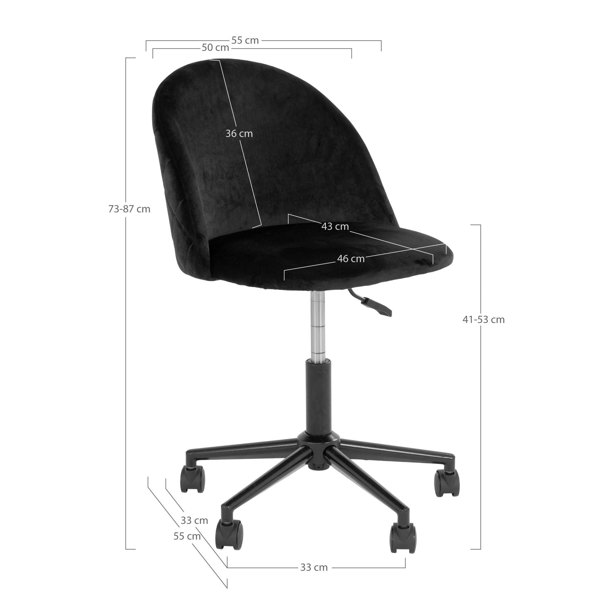 Geneve – Bürostuhl aus Samt, schwarz, HN1207